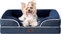 EHEYCIGA Orthopedic Dog Bed for Small Dogs, Waterproof Memory Foam Small Dog Beds with Sides, Non-Slip Bottom and Egg-Crate Foam Medium Pet Couch Bed with Washable Removable Cover, Navy