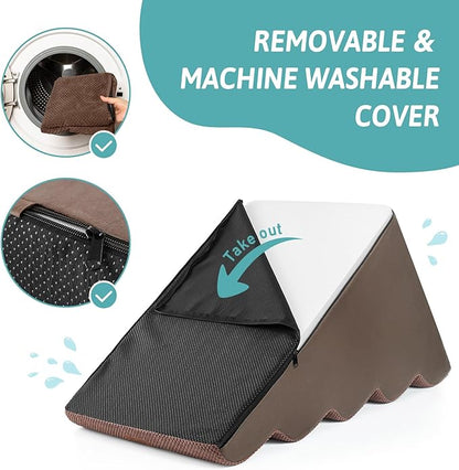 Extra Wide Dog Stairs 19.7" Width, Large Pet Step for Small Medium Dog, Puppy or Cat, Ramp for High Bed or Car, High Density Foam Ladder, Stable, 5 Step, 19.7x33x22.4 inch, Brown