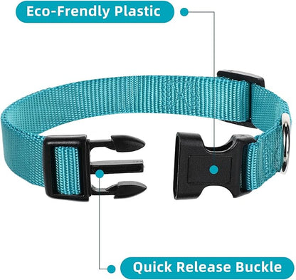 9 Pieces Adjustable Dog Collar for Animal, Soft Nylon Pets Puppy Collar with Quick Release Buckle Holder Bulk for Dogs Walking Running Training(Medium,Retro Colors)