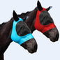 2 Piece Horse Fly Mask with Ears, Comfortable Fit Stretch Fabric Big Eye Space Soft Breathable with UV Protection for Full Horses (Red-Blue)