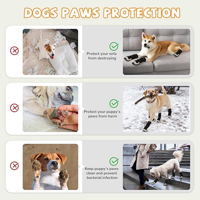 Dog Shoes for Large Small Medium Dogs, Dog Snow Boots Winter, Dog Booties and Paw Protectors to Prevent Licking, Anti-Slip Dog Shoes with Reflective for Hot Pavement,Hardwood Floors, Hiking (Size 7)