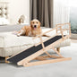 Folding Wooden Dog Ramp for Bed, Couch & Car,45IN Long- 5 Level Adjustable Pet Ramp, Non-Slip Rubber Mat, 17.7'' Extra Wide - Supports Small & Large Senior Dogs & Cats up to 200 lbs