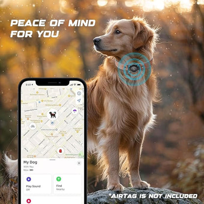 AirTag Dog Collar - Leather Dog Collar with Air Tag Holder | IPX8 Waterproof, Reflective, High - End, Adjustable Soft Padded | Dog GPS Tracker Collars Fit for Medium Large Dogs (Mahogany Brown, L)