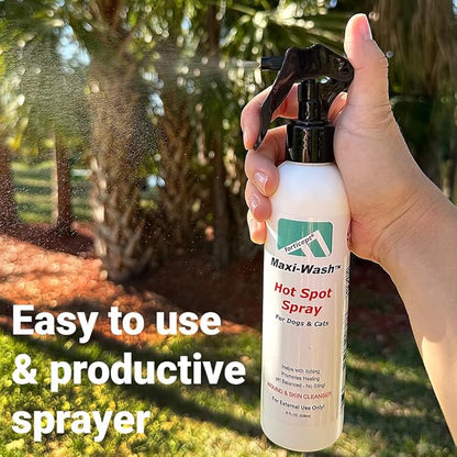 Forticept Maxi-Wash Hot Spot Spray Treatment, Wound Care & Itch Relief Spray for Dogs and Cats. Relives Scratching, Rashes, Sores, Itchy Skin and Paw Licking 8 oz