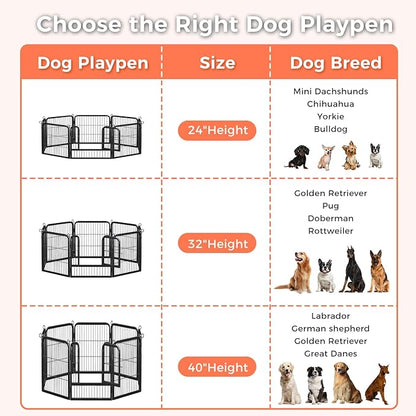 24 Inch Dog Playpen - 16 Panels Metal Pet Exercise Pen for Puppy, Indoor/Outdoor Dog Fence for Yard, Garden, Camping & RV Travel