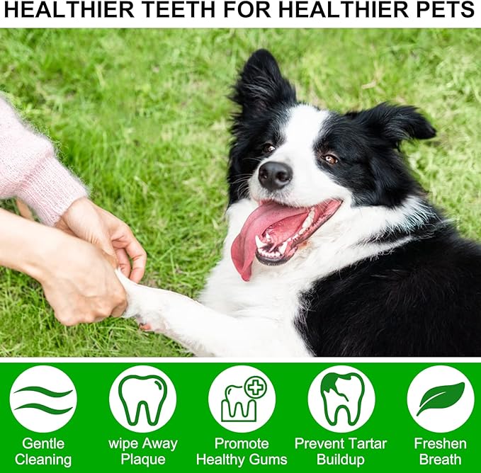 ALIVO Dental Teeth Cleaning Wipes for Dogs & Cats, Remove Bad Breath by Removing No-Rinse Dog Finger Toothbrush, Disposable Gentle Cleaning Pet Dental Care Wipes, 50pc