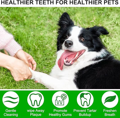 ALIVO Dental Teeth Cleaning Wipes for Dogs & Cats, Remove Bad Breath by Removing No-Rinse Dog Finger Toothbrush, Disposable Gentle Cleaning Pet Dental Care Wipes, 50pc