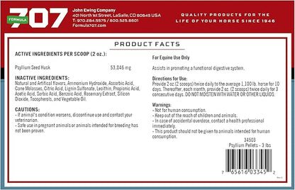 Formula 707 Psyllium Pellets Equine Supplement (3lb Jar - 12 Day Supply)