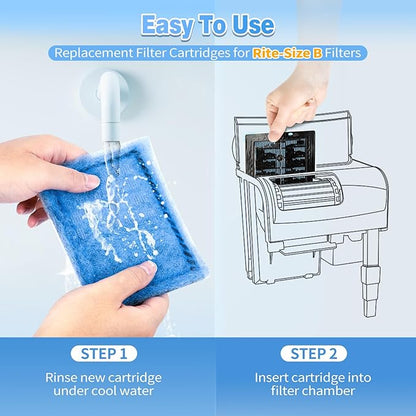 8/16/32 Pack Rite-Size B Filter Cartridges Compatible with MarineLand Penguin PRO Power Filters 100/125/175 & Original Penguin Power Filter 150 - Rite-Size B Replacement Filter Cartridges