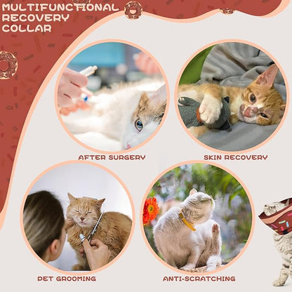 EXPAWLORER Cat Recovery Cone Collar- Soft Adjustable Pet Collar for After Surgery, Waterproof Elizabethan Protective Collar, Stop Licking Donut for Small Medium Kittens