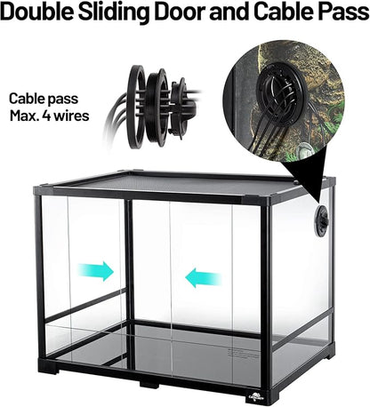 34 Gallon Reptile Tank, Glass Reptiles Terrarium 24" x 18" x 18", Sliding Door, Top Ventilation, Cable Pass, Humidify Hole, Glass Reptile Cage Habitat for Bearded Dragon, Lizard, Snake, Gecko