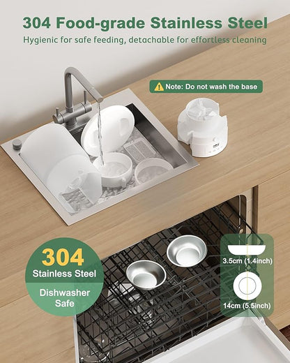 Gimars 5L Automatic Cat Feeder for 2 Cats, Programmable 1-6 Meals Cat Food Dispenser with Stainless Steel Bowl, Easy Setup, Dual Power Supply,10s Meal Call Timed Pet Feeder for Cats and Small Dogs