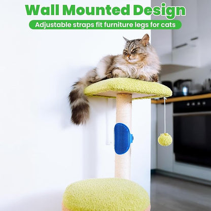 4Colors Cat Self Groomer for Indoor Cats, Wall Mounted Silicone Self Grooming Cat Brush for Long Short Hair, Cat Face Scratchers Cat Corner Massage Comb for Kitten Sofa Chair Leg Scratching Post Cover
