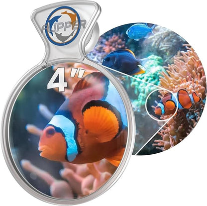 Flipper DeepSee 4" Viewer - Filter Clear Lens and Aquarium Magnetic Magnifier - Fish Tank Magnifying Glass for Coral Reef Aquarium - Magnetic Magnifying Glass Ideal for Photography - Clear