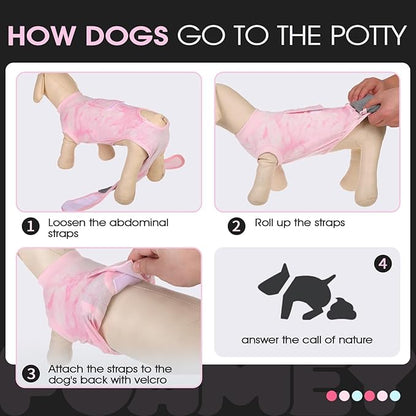 FUAMEY Recovery Suit for Dogs After Surgery,Soft Breathable Dog Bodysuit E-Collar & Cone Alternative Surgical Suit,Male Female Dog Neuter Spay Suits Anti Licking Wounds Onesie Pink Tie Dye S