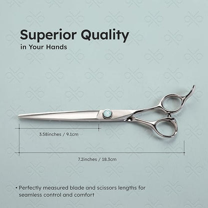 7" Dog Grooming Scissors – Handcrafted, Ergonomic, VG10 Stainless Steel for Sharper, Tougher, Better Edge Retention, Lightweight Shears with 3D Convex Blade for Dogs and Cats