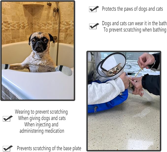 4 PCS Cat Mittens to Prevent Scratching,Mesh Breathable Cat Shoes,Adjustable Cats Anti Scratch Gloves,Suitable for Cats When Bathing and Nail Trimming(XL,Black)