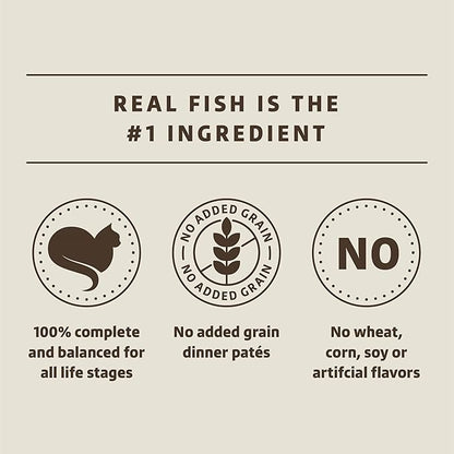 Amazon Brand - Wonder Bound Wet Cat Food, Pate, No Added Grain, Variety Pack (Cod, Sole & Shrimp, Salmon, White Fish & Tuna), 3 ounce (Pack of 24)