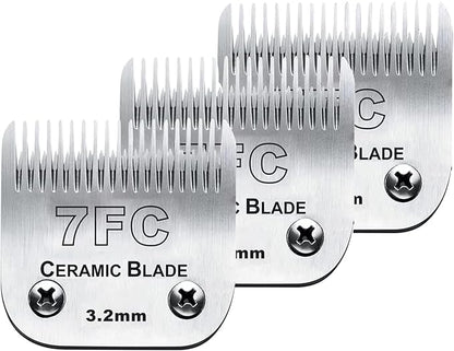 3PCS 7FC Blades for Dog Grooming Blades Compatible with Andis,Oster A5,Wahl km10 Dog Clippers,Size-7FC, 1/8-Inch (3.2mm) Cut Length (3pcs #7FC (3.2mm))