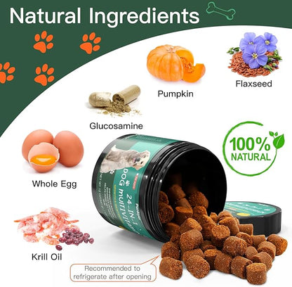 Dog Vitamins and Supplements, Senior & Puppy Multivitamin for Dogs Support with Glucosamine Chondroitin Omega Probiotics - Dog Multivitamins Chewable for Hip & Joint, Skin, Immune - (Chicken 120 Ct)