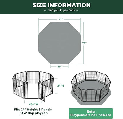 FXW Washable Pee Pads for Dogs, Puppy Pads with Super Absorbent, Specifically Designed Rollick/Homeplus 24inch 8 Panels Dog Playpen, 29" Octagon, Gray, 1 Pack