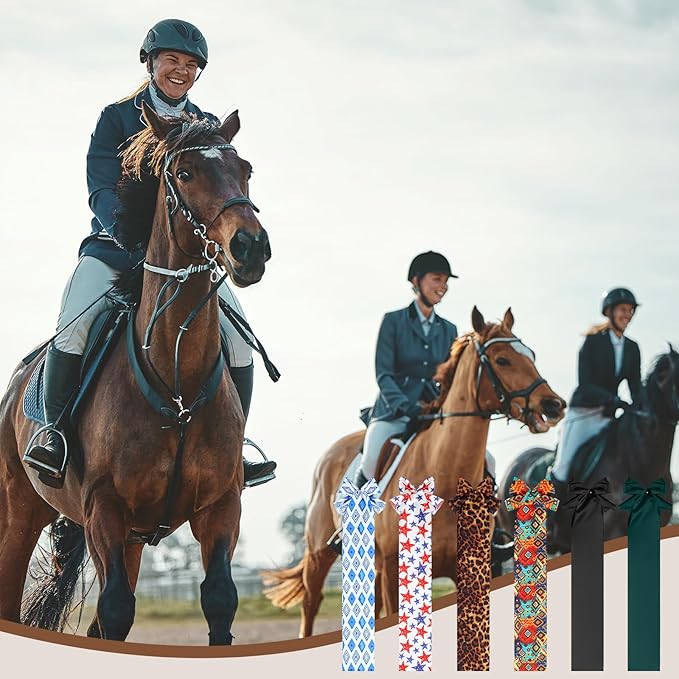 6 Pcs Horse Tail Bag Breathable Guard 22" Slip on Horse Care Tail Wrap 2 Strand Closure Straps Grooming Supplies to Keep from Dirt Breakage Rubbing 6 Designs(Vintage Style)