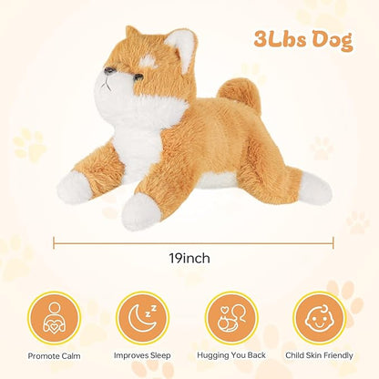 19Inch 3 Pounds Dog Weighted Stuffed Animals, Cute Realistic Puppy Stuffed Animal, Sensory Comfort Plush Throw Pillow Toy, Dog Plush Gift for Adults Kids Youth