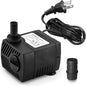 90 GPH Mini Submersible Pump, Small Fountain Pump (5W 350L/H) for water feature, Aquariums, Fish Tank, Tabletop Fountain, Pet Fountain, Indoor or Outdoor Pond Fountain