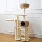 54 Inch Cat Tree for Indoor Cats, Tall Wooden Cat Tower with Scratching Posts, Rattan Condo and Perch, Multi-Level Cat Climber, Stylish Pet Furniture