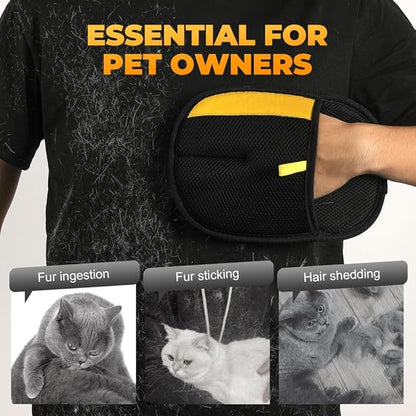 Electrostatic Gloves Pet Hair Removal Glove for Cats & Dogs, 2025 New Pet Hair Remover Glove for Couch, Furniture, Carpet, Curtain, Washable Reusable Animal Fur Removal Tool (3PCS)