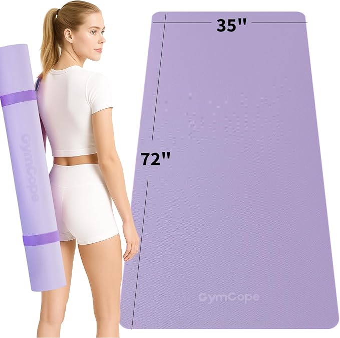 Extra Large Yoga Mat - 72"x35", 72"x48", 78"x57" - Wide TPE Exercise Mat for Home, Stretching, Couples & Family Workouts - 6-12mm Thick, Non-Slip & Waterproof - with Carry Bag and Straps