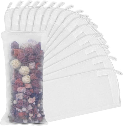 15PCS Media Bags for Aquarium, Extra Fine Mesh Bag Reusable Nylon Net Aquarium Filter Bags with Plastic Zipper for Extra Fine Resins Filter, 3.1 x 7.9 Inch