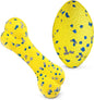 2Pcs Upgrade Bone Dog Balls+Rugby Dogs Toys for Aggressive Chewers, Indestructible Tennis Balls for Dogs (Yellow)