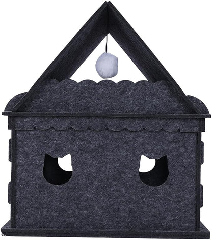 2-Tier Indoor Cat Apartment，Cozy Pet Cat Bed, Hideaway, and Sturdy Cat Castle for Multiple and Large Cats