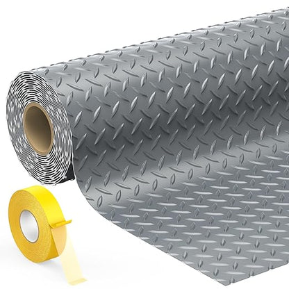 7.8 x 20 FT Garage Floor Mat, 2.8mm Thickness Diamond Plate Vinyl Garage Flooring Roll for Under Car, Large Size 156 SQFT for Large SUVs, MPV, Pickup Truck