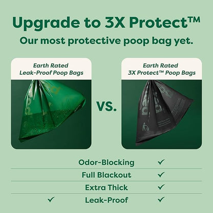 Earth Rated Odor-Blocking Poop Bags for Dogs with 3X Protect, Guaranteed to Block Smells & Leak-Proof Performance, Conceals Smell & Mess, Unscented, 108 Count