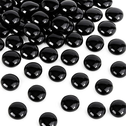 FUTUREPLUSX 1LB Black Flat Glass Marbles, Glass Pebbles Vase Filler, Dark Beads Fishbowl Decorative Gem for Table Scatter Home Decor