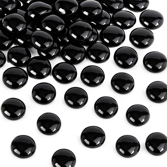 FUTUREPLUSX 1LB Black Flat Glass Marbles, Glass Pebbles Vase Filler, Dark Beads Fishbowl Decorative Gem for Table Scatter Home Decor