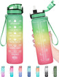 Enerbone Water Bottle, Leakproof BPA & Toxic Free, Motivational Water Bottle with Times to Drink and Straw, Fitness Sports Water Bottle with Strap for Office, Gym, Outdoor Sports