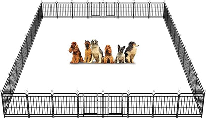 Dog Playpen Outdoor 32 Panels Heavy Duty Dog Fence 32" Height with Thick Pipe Anti-Rust with Doors Portable for RV Camping Yard, Total 71FT, 406 Sq.ft, Snowy Black