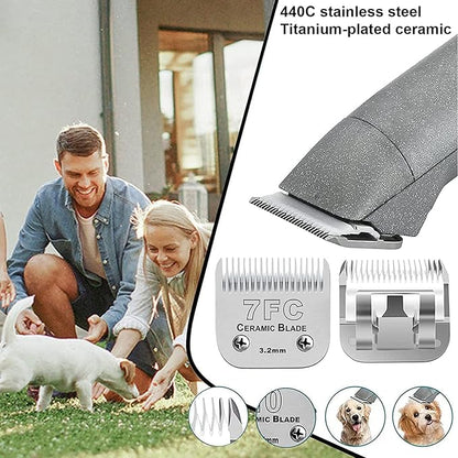 3pcs 7FC Blades Dog Grooming Replacement Blades Compatible with Andis Dog Clipper,Ceramic Blade & Stainless Steel Blade