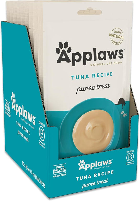 Applaws Lickable Cat Treats, Natural Grain-Free Purée, Limited Ingredient, Tuna Squeeze Up Cat Treats (60 x 0.5 oz Sachets)