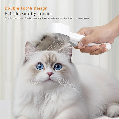 2-in-1 Dog & Cat Grooming Brush – Adjustable Deshedding Comb & One-Touch Clean | Skin-Safe Rake for Mats, Tangles, Shedding | Long/Short Hair Pets