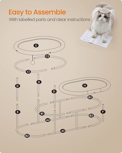Feandrea 2-Tier Elevated Cat Hammock Bed, Breathable Furniture for Multi-Cat Households Indoor and Outdoor, with Removable Washable Mesh, Steel Frame, for Summer, Dove Gray UPCB012G01
