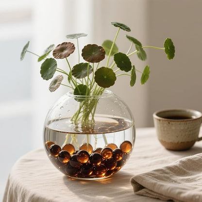 2.16LB Glass Beads Vase Filler Aquarium Gravel Decor Flat Glass Marbles Gems Pebbles Fish Tank Rocks Home Decorative Art Craft - Amber