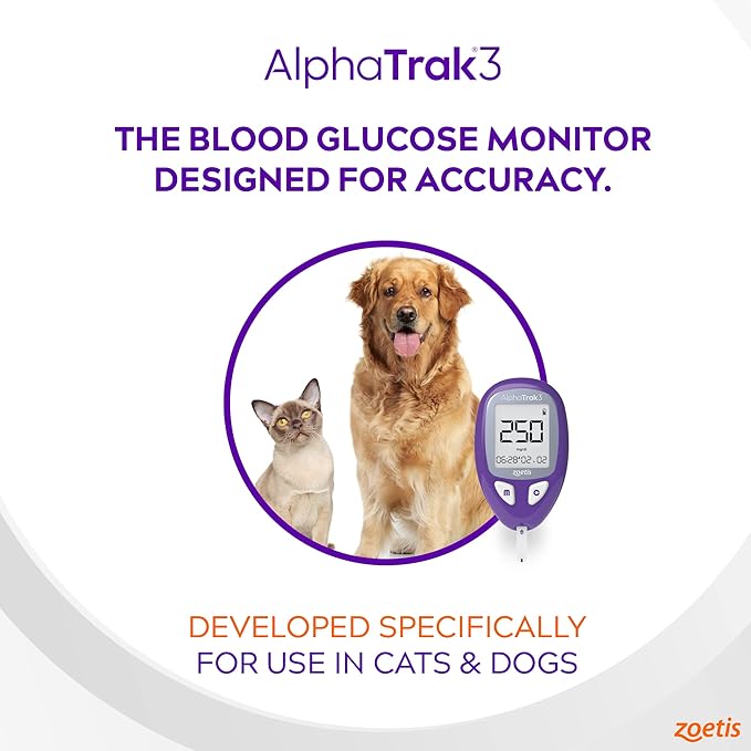 AlphaTrak 3, 8 Piece Pet Blood Glucose Monitoring Kit for Diabetic Cats, Dogs, and Horses All-in-One Solution for in-Clinic Or at Home, with Digital Results