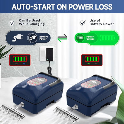 AQQA Aquarium Air Pump,AC/DC Battery Air Pump for Pond Fish Tank,9 Gear Adjustable Air Volume,IPX6 Waterproof Rechargeable Bubbler Aerator for Outdoor Fishing Breed Aquatics (12W)