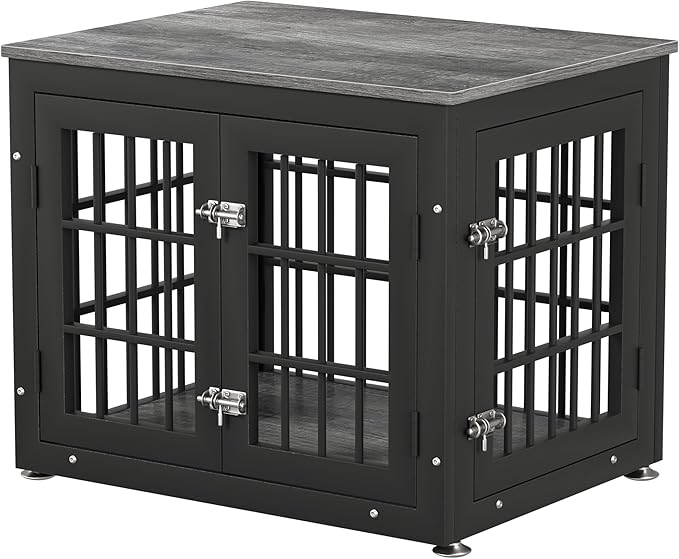 26 Inch Heavy Duty Dog Crate Furniture for Small Dogs, Decorative Pet House End Table, Wooden Cage Kennel Furniture Indoor, Gray