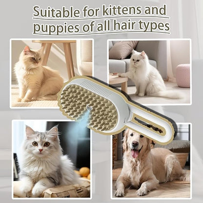 4 in 1 Cat Steam Brush Rechargeable pet spray comb Steam Brush for Cats and Dogs, Massage, Cleaning, Shedding & Combing Multifunctional Hair Removal Anti Static Grooming Tool for home (Pink)