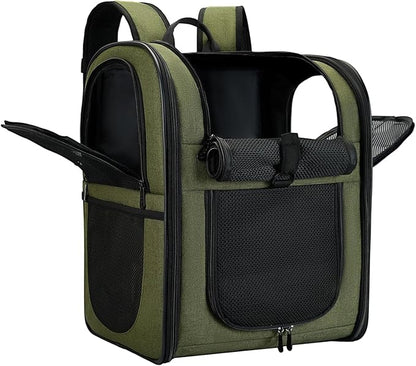 Apollo Walker Dog & Cat Carrier Backpack for 4-15lb Pets - Ventilated Safe Design with Padded Back Support, Breathable Mesh Pet Backpack for Hiking, Travel, Outdoor (Green)